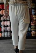 PANTALON A POCHE POISSONS BLANCS ECRU
